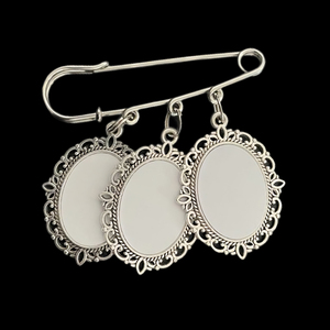 Qualisub 3 Oval kolye süblimasyon Pin broş Metal düğün buket fotoğraf Charm broş ile Metal yuvarlak/Oval ekler - Product Image 2