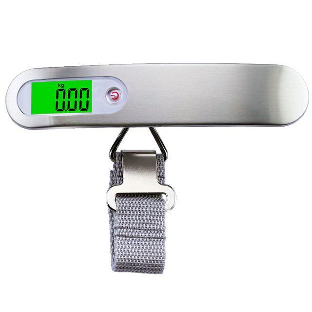 Stainless Steel Electronic Luggage Scale Hanging Scale Weighing LCD Backlight Display 50 kg Portable Small