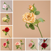 Rose artificielle en soie de haute qualité, 46 cm, 2 têtes, pour mariage et décoration intérieure