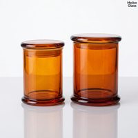 Vaso de Vidrio Ámbar de 10 oz con Tapa para Velas Jaj