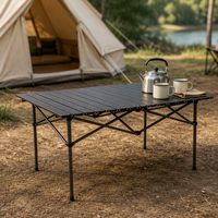Table de pique-nique en métal peu encombrante pour le camping, table pliante d'extérieur durable et légère avec sac de rangement