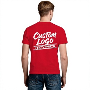 Custom Printed Breathable Premium Quality Men's Red O-Neck Short Sleeve T-Shirt with Logo Text Photo Design Casual Jersey Cotton - Product Image 2