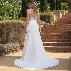 <span class=keywords><strong>Vestido</strong></span> <span class=keywords><strong>de</strong></span> novia <span class=keywords><strong>para</strong></span> <span class=keywords><strong>mujer</strong></span> <span class=keywords><strong>embarazada</strong></span>, <span class=keywords><strong>vestido</strong></span> <span class=keywords><strong>de</strong></span> novia <span class=keywords><strong>de</strong></span> encaje, falda <span class=keywords><strong>de</strong></span> novia, sin mangas, escote en V profundo, tren elegante, blanco marfil - Product Image 2