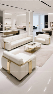 <span class=keywords><strong>Sofa</strong></span> 3 tempat duduk, furnitur kombinasi putih dengan emas 3 <span class=keywords><strong>2</strong></span> 1 set, set kulit <span class=keywords><strong>sofa</strong></span> ruang tamu - Product Image 4