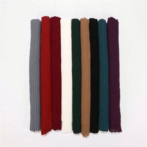 Pañuelo largo plisado de chifón arrugado para mujer musulmana, hiyab de alta calidad para adultos, venta al por mayor en línea, colección primavera - Product Image 6