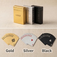 Cartes à jouer personnalisées en plastique lisses, imperméables, noires, plaquées or, durables, jeux de société