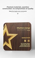 Médaille Pentagramme à Cinq Branches Gravée en Bois Massif Sur Mesure pour Plaques de Coopération Commerciale et de Franchise