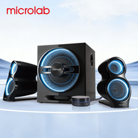 Sistema de Altavoces para Juegos Microlab T10 2.1 Canales, 56W, Luces LED RGB, Woofer de 5.25 Pulgadas, Conexión por Cable/Inalámbrica, para Computadora y Teléfono Móvil