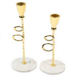 Grand bougeoir artisanal en métal fantaisie, écologique, plaqué or, pour la décoration de la maison, éclairage de Noël - Product Image 1