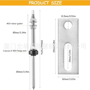 Stainless Steel Double-End Wood <b>Screw</b> Support Plate 4pcs For Corrugated Roof Solar Panel Installation Hot-Dip <b>Galvanized</b> - Product Image 2