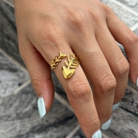 QISEN Moderne Wellenförmige Mehrschichtige Statement-Ringe, 18K PVD Vergoldeter Edelstahl, Stapelbare Ringe, Anlaufbeständiger Schmuck