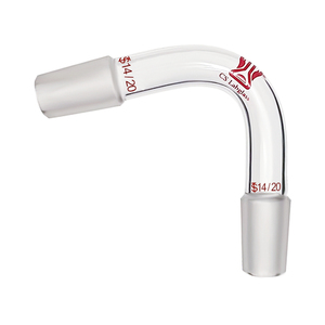 Adaptateur <span class=keywords><strong>de</strong></span> distillation coudé à 75 degrés en verre borosilicate à paroi épaisse pour <span class=keywords><strong>verrerie</strong></span> <span class=keywords><strong>de</strong></span> laboratoire <span class=keywords><strong>de</strong></span> <span class=keywords><strong>chimie</strong></span>, personnalisé OEM - Product Image 1