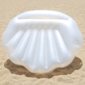 Grand matelas flottant gonflable en PVC pour piscine, en forme de coquille Saint-Jacques, avec ventilateur et boules perlées, pour l'extérieur et l'été - Product Image 6