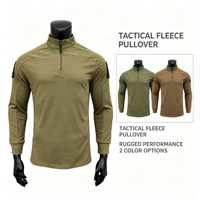 Camiseta Táctica de Forro Polar con Media Cremallera, Manga Larga, Cuello Alto, Transpirable, para Senderismo, Caza, Entrenamiento, Pullover Táctico