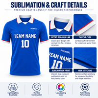 Maillot de football personnalisé OEM – Usine de sublimation – Tenue d'équipe de football rétro à col polo – Respirant – Pour matchs et entraînements – Ligue de district