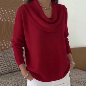 Pull à manches longues de couleur unie pour femme, coupe ample, style coréen, automne-hiver, S M L XL XXL 3XL - Product Image 4
