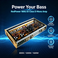 Amplificateur audio de voiture RedPower 1800.1D 1600W Mono Classe D, amplificateur de subwoofer de compétition SQ, amplificateur de puissance pour basses de voiture