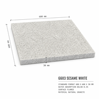 Dalles de pavage en granit blanc sésame G603 600x600x30mm pour aménagement paysager