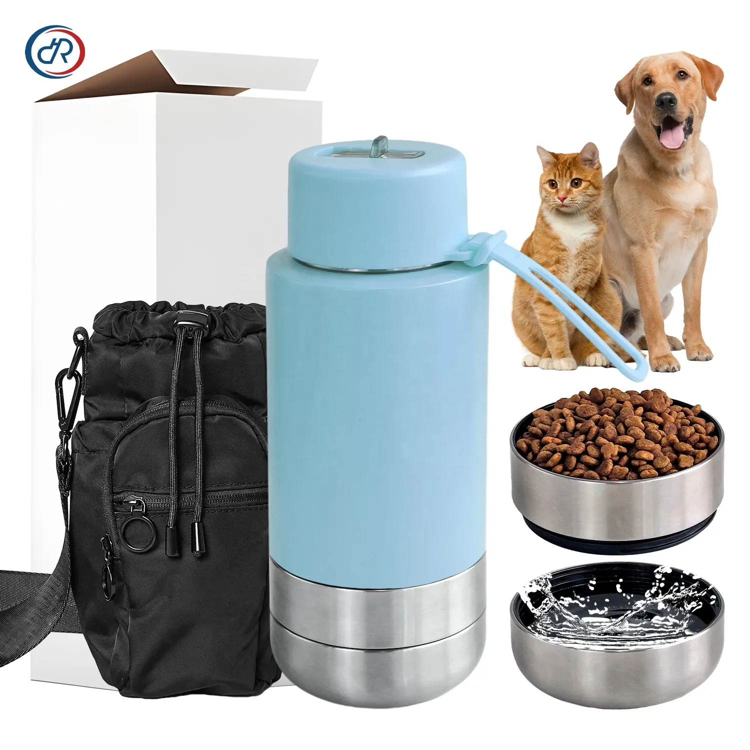 3 Trong 1 32Oz 64Oz Úc Xách Tay Chai Nước Pet Trung Chuyển Du Lịch Bát Cách Nhiệt Con Chó Chai Nước