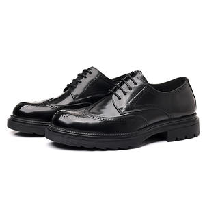 Zapatos de vestir de cuero genuino para hombre, estilo Brock, con cordones, suela gruesa, cómodos, para primavera, diseño sólido. - Product Image 5