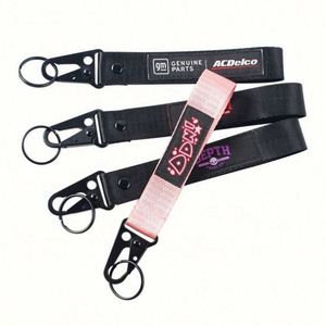 Custom Nylon Logo Eagle <b>Hook</b> Wrist Lanyard Keychain Phone Strap With Detachable Patch - Product Image 4