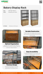 Expositor metálico de madera Highbright Estante de exhibición de pan de panadería comercial - Product Image 6