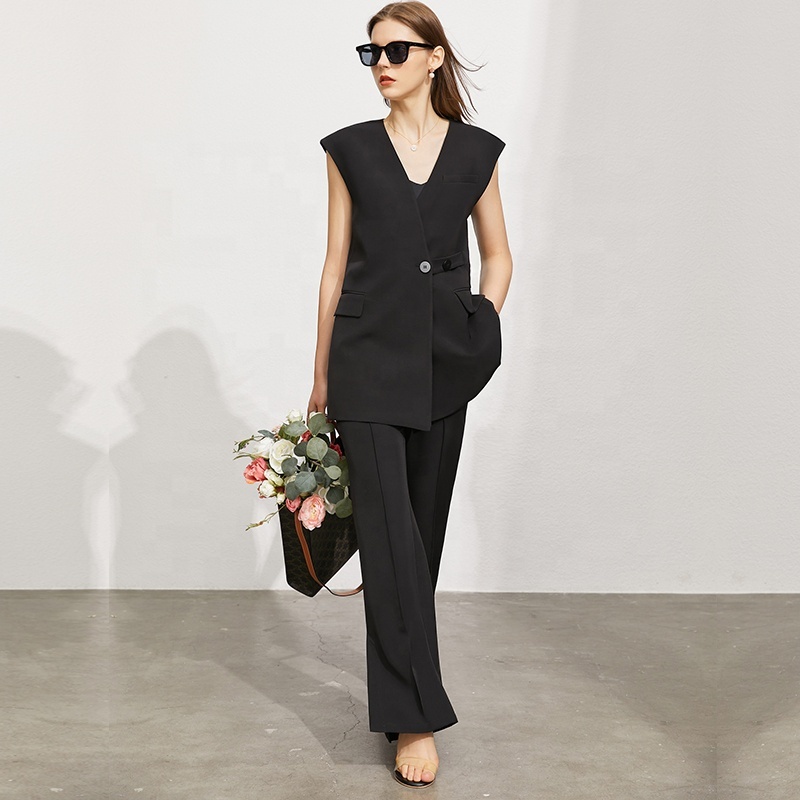 MANNI Wholesale Ladies Waistcoat and Flared Pants Outfit 2 Piece Sets Woman Clothing Casual · image 4