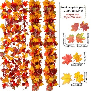 Nuova Decorazione da Parete Impermeabile in Tessuto di Seta con Foglie di Acero Rosse Artificiali, Ornamento Natalizio e di Capodanno, Avvolgimento in Tubo Rosso e Verde - Product Image 5