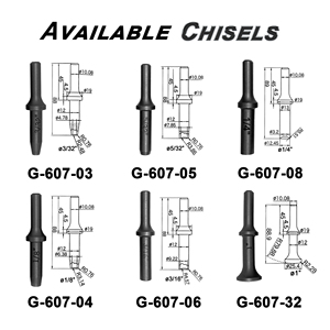 Cincel para Remaches GATX G-607 Personalizable OEM/ODM, Vástago de 88mm, Material SCM440, Origen Taiwán, 1 Año de Garantía, Aplicación para Desgaste, G-607 - Product Image 4