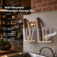 Boîte de rangement murale pour vaisselle, porte-baguettes en plastique de qualité alimentaire avec drain pour cuisine et maison