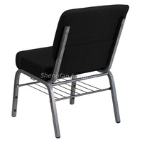 Chaises d'église noires en métal de conférence de chaire empilables modernes bon marché chaise de chapelle de culte de sanctuaire pour le pasteur