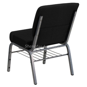 Chaises d'église noires en métal de conférence de chaire empilables modernes bon marché chaise de <span class=keywords><strong>chapelle</strong></span> de culte de sanctuaire pour le pasteur - Product Image 2