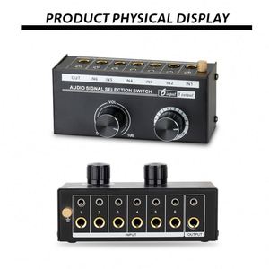 Boîtier sélecteur audio, commutateur de sélection de signal directionnel, canal sonore stéréo L/R, haut-parleur 3,5 6,5 mm, 6 entrées 1 sortie - Product Image 2