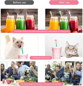 ปลอกป้องกันฝุ่นสำหรับหลอดดูดน้ำรูปอุ้งเท้าแมว ขนาด 10 มม. ทำจากซิลิโคน/พีวีซี (Straw Topper) หลายแบบ สามารถปรับแต่งได้สำหรับเทศกาลต่างๆ - Product Image 3