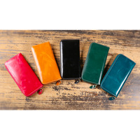 Dompet Wanita Kulit Sapi Asli Model Clutch Panjang dengan Ritsleting, Dompet Koin Kulit Asli Tempat Kartu Kunci