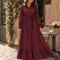 Robes en lin durables de style défilé, luxe discret, pour femmes, élégantes, maxi, type chemise, vente en gros