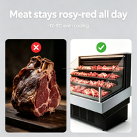 Vitrine réfrigérée commerciale multi-étagères pour viande crue, idéale pour marché de produits frais et restaurant buffet / hot pot, avec éclairage LED