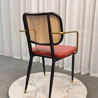 Silla de Comedor de Estilo Moderno de Mediados de Siglo, con Patas de Metal Negro TB21 y Tejido de Mimbre Vintage, Venta Directa de Fábrica al Por Mayor
