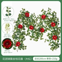 Vente chaude 2M Eucalyptus Vigne Guirlande Artificielle Camélia Rose Fleur Matière Plastique Pâques Mariage Maison Jardin Décoration
