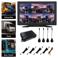 Sistema de Monitoreo de Camiones y Autobuses de 6 Canales, Cámara de Reversa ADAS con Pantalla de 10.1 Pulgadas, Cámaras de Reversa Multiángulo, Alarma de Sonido y Luz