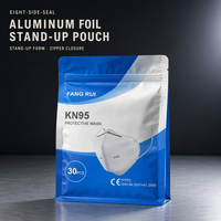Huit sacs refermables en aluminium PET+AL+PE de qualité alimentaire, thermoscellables et imperméables, avec logo personnalisé.