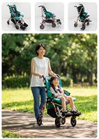 Poussette pliable en alliage d'aluminium CS11 avec dossier réglable, harnais et séparateur de jambes pour enfant atteint de paralysie cérébrale à besoins spéciaux