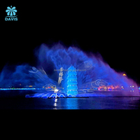 Grande Fontaine Extérieure Flottante à Rideau d'Eau, Projection Musicale et Cinématographique, en Acier Inoxydable 304, avec LED Multicolores