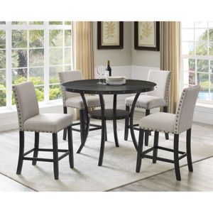 DB Biony <b>Tan</b> Fabric Counter Height Dining <b>Chairs</b> with Nailhead Trim Set of 2 - Product Image 1