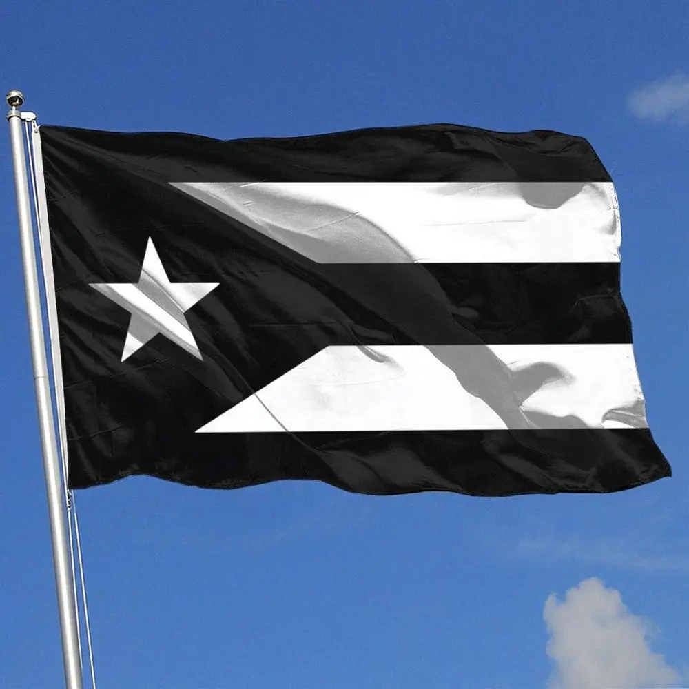 Grosir Kustom Bendera Puerto Rico Hitam Putih 3X5 Kaki