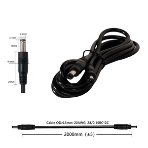 Câble électrique 2M 20AWG DC5521 mâle-mâle, cordon de lampe adapté aux boîtes lumineuses publicitaires LED et aux caractères lumineux - Product Image 3