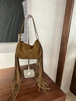 Moda Kadınlar Günlük Hakiki Deri Bohem Hobo Çantalar Kış Tatili İçin Bayanlar Süet Omuz Çantaları Yanında Uzun Püsküllü