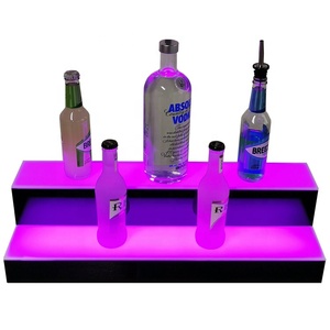 24\" Home Bar LED-Lighted 2-Tier Illuminated ACRYL Display Shelf 2-Step <strong>Drinks</strong> Lighting <strong>Shelves</strong> for Liquor Bottle Display-Stand - Product Image 4