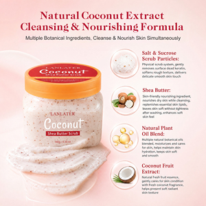 Exfoliante Corporal <span class=keywords><strong>de</strong></span> Manteca <span class=keywords><strong>de</strong></span> Karité y <span class=keywords><strong>Coco</strong></span> Personalizado Directo <span class=keywords><strong>de</strong></span> Fábrica, Exfoliante Corporal Blanqueador e Iluminador para Piel Muerta - Product Image 4