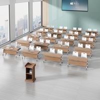 Table de conférence pliante Shengli en bambou, 6 places, pieds métalliques, design simple et moderne, combinable, mobile, pour la formation et l'éducation